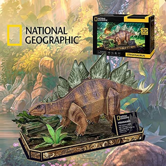 NATIONAL GEOGRAOHIC - 3D PUZZLE STEGOSAURUS | 3D PUZZLE FOR CHILDREN AND 3D PUZZLE ADULTS | DINOSAUR PUZZLE 3D | CHILDREN'S TOY | 62 PIECES - Image 2
